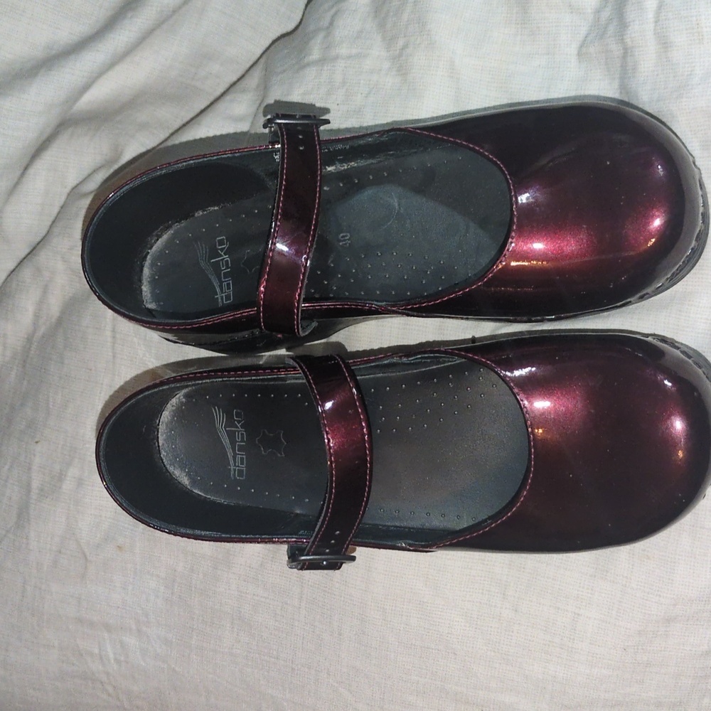 Dansko Purple and Black Mules Comfortable Clogs